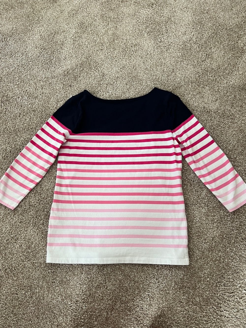 Talbots Navy, Pink & White Striped Top